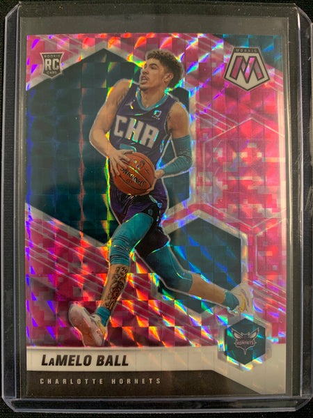 2020-2021 PANINI MOSAIC NBA BASKETBALL #202 CHARLOTTE HORNETS - LAMELO BALL PINK PRIZM MOSAIC ROOKIE CARD