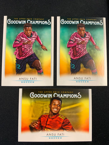 2021 UPPER DECK GOODWIN CHAMPIONS - ANSU FATI 3 CARD LOT