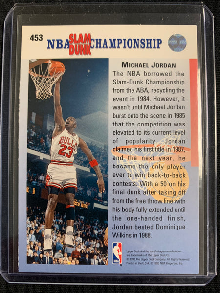 1992-93 UPPER DECK BASKETBALL #453 - MICHAEL JORDAN IN YOUR FACE CORRECTED VERSION