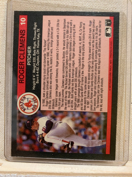 1991-92 FLEER BASEBALL #10 - ROGER CLEMENS ALL STAR INSERT CARD RAW