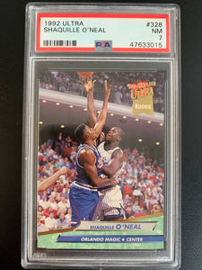 1992 FLEER ULTRA BASKETBALL #328 - SHAQUILLE O'NEAL ROOKIE CARD GRADED PSA 7 NM