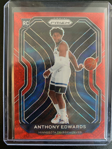 2020-2021 PANINI PRIZM NBA BASKETBALL #258 MINNESOTA TIMERWOLVES - ANTHONY EDWARDS SP RUBY WAVE PRIZM ROOKIE CARD