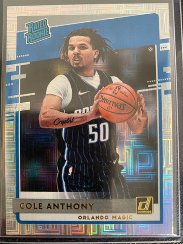 2020-2021 PANINI DONRUSS CHOICE NBA BASKETBALL #208 ORLANDO MAGIC - COLE ANTHONY CHOICE SILVER RATED ROOKIE CARD