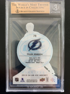 2013-14 UPPER DECK ICE HOCKEY #78 TAMPA BAY LIGHTNING - TYLER JOHNSON ICE PREMIERES ROOKIE CARD GRADED BGS 9.5 GEM MINT