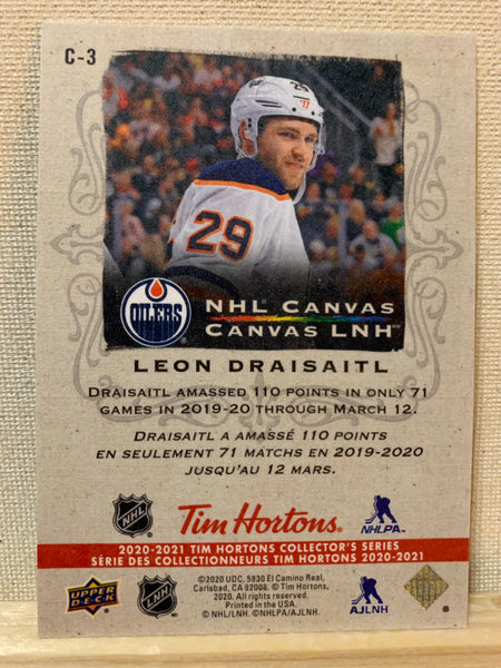 2020-21 TIM HORTONS HOCKEY #C-3 EDMONTON OILERS - NHL CANVAS LEON DRAISAITL CARD RAW