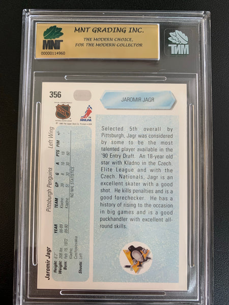 1990-91 UPPER DECK HOCKEY #356 PITTSBURGH PENGUINS - JAROMIR JAGR ROOKIE CARD GRADED MNT 9.0 MINT