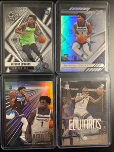 2020-2021 PANINI CHRONICLES NBA BASKETBALL MINNESOTA TIMBERWOLVES - ANTHONY EDWARDS ROOKIE -  4 CARD LOT