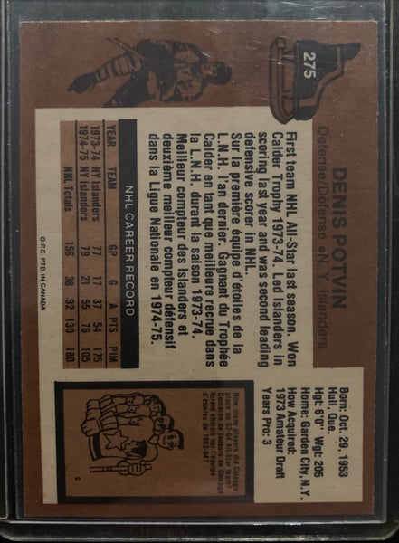 1975-76 O-PEE-CHEE HOCKEY #275 NEW YORK ISLANDERS - DENIS POTVIN CARD RAW