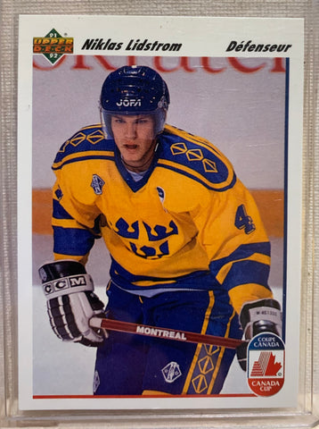 1991-92 UPPER DECK HOCKEY #26 DETROIT RED WINGS - NIKLAS LIDSTROM ROOKIE CARD RAW