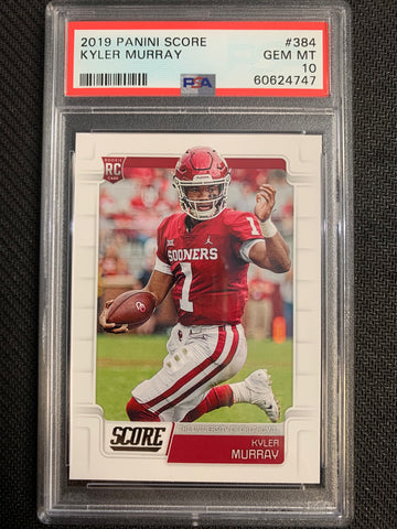 2019 PANINI SCORE FOOTBALL #384 ARIZONA CARDINALS - KYLER MURRAY ROOKIE CARD GRADED PSA 10 GEM MINT