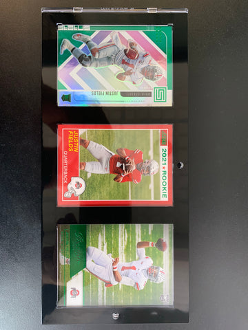 2021 CHRONICLES FOOTBALL - JUSTIN FIELDS ROOKIE CARD COLLECTION (3) / COMES WITH 1-TOUCH DISPLAY CASE