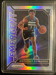 2020-2021 PANINI PRIZM NBA BASKETBALL #3 MINNESOTA TIMERWOLVES - ANTHONY EDWARDS SILVER EMERGENT ROOKIE CARD