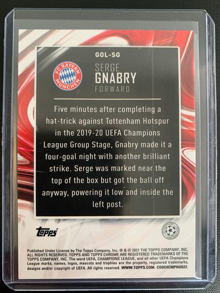 2021 TOPPS CHROME UEFA CHAMPIONS LEAGUE SOCCER #GOL-SG BAYERN MUNICH - SERGE GNABRY GOL INSERT CARD