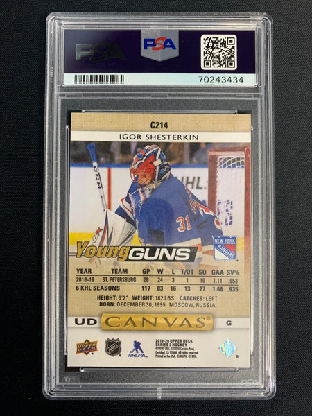 2019 UPPER DECK SERIES 2 HOCKEY #C214 - NEW YORK RANGERS - IGOR SHESTERKIN CANVAS YOUNG GUNS ROOKIE GRADED PSA 10 GEM MINT