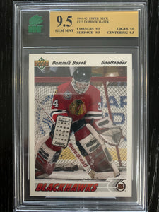 1991-92 UPPER DECK HOCKEY #335 CHICAGO BLACKHAWKS - DOMINIK HASEK ROOKIE CARD GRADED MNT 9.5 GEM MINT