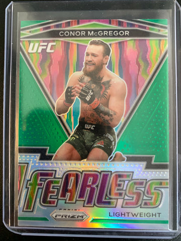 2021 PANINI PRIZM UFC # 1 - CONOR MCGREGOR FEARLESS GREEN PARALLEL PRIZM INSERT CARD