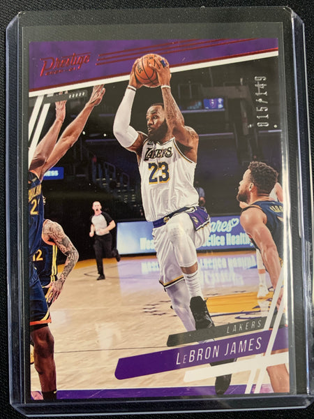 2020-2021 PANINI CHRONICLES NBA BASKETBALL #51 LOS ANGELES LAKERS - LEBRON JAMES PANINI PRESTIGE PURPLE PARALLEL NUMBERED 015/149