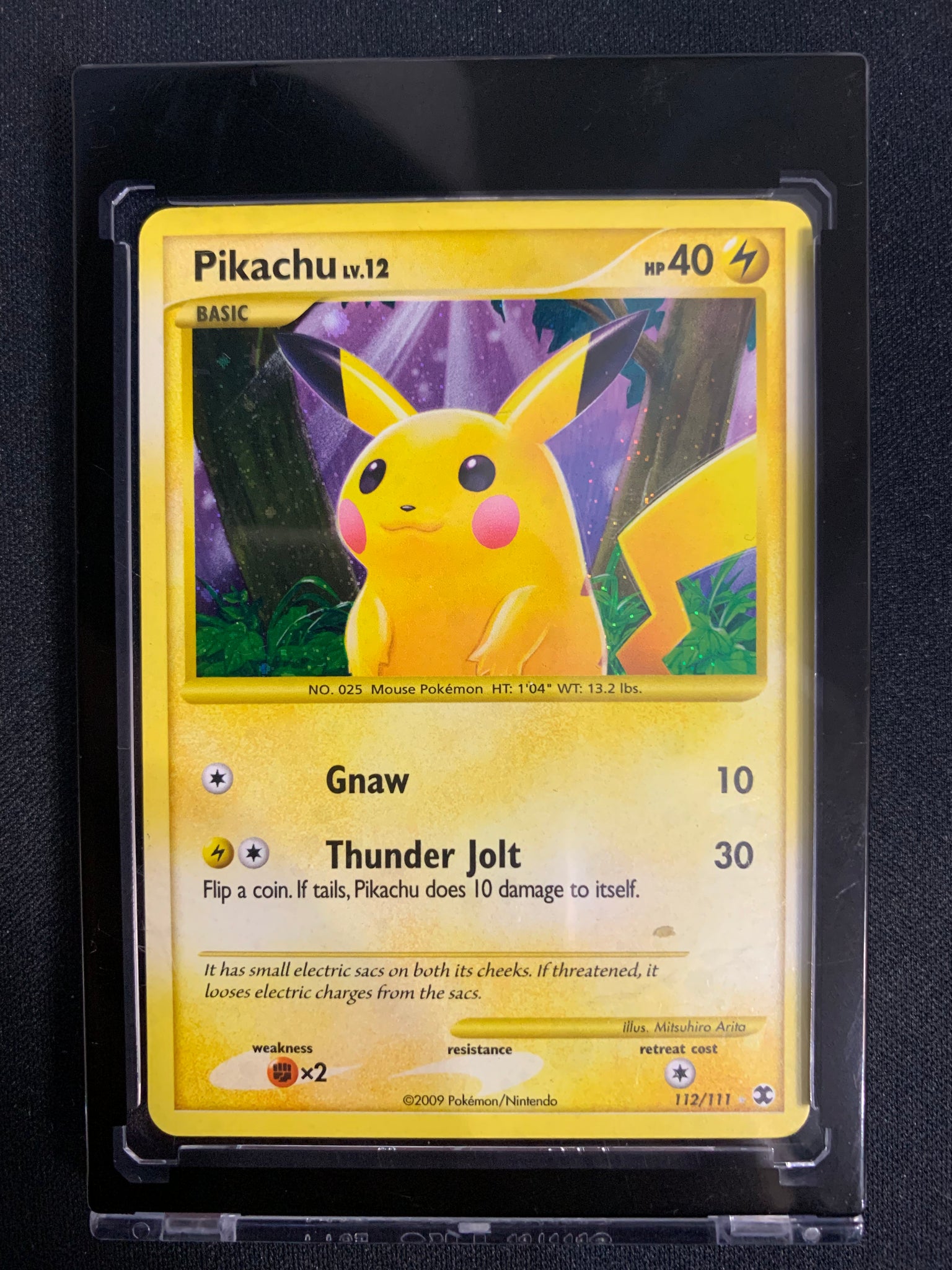 2009 POKEMON RISING RIVALS SECRET RARE HOLO PIKACHU LV.12 #112/111 - NEAR MINT!