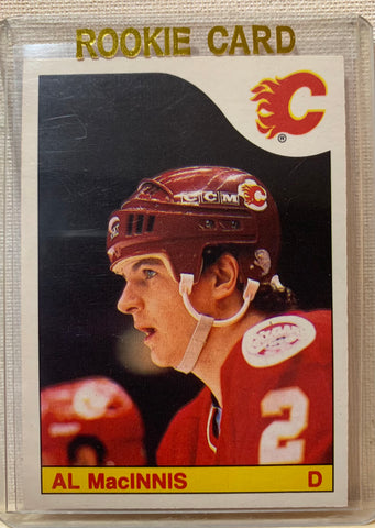 1985-86 O-PEE-CHEE HOCKEY #237 CALGARY FLAMES - AL MACINNIS ROOKIE CARD RAW