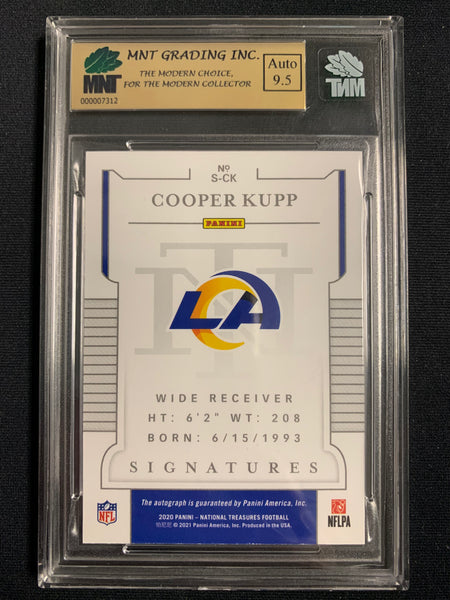 2020 PANINI NATIONAL TREASURES FOOTBALL #S-CK LOS ANGELES RAMS - COOPER KUPP GOLD SIGNATURES NUMBERED 20/25 GRADED MNT 9.0 MINT , 9.5 AUTO