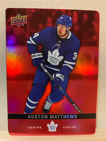 2019-20 TIM HORTONS HOCKEY #DC-15 TORONTO MAPLE LEAFS - RED DIE CUT AUSTON MATTHEWS CARD RAW