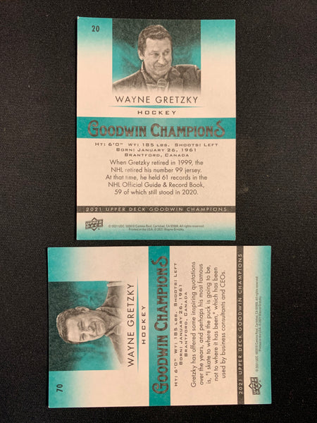 2021 UPPER DECK GOODWIN CHAMPIONS - WAYNE GRETZKY 2 CARD LOT