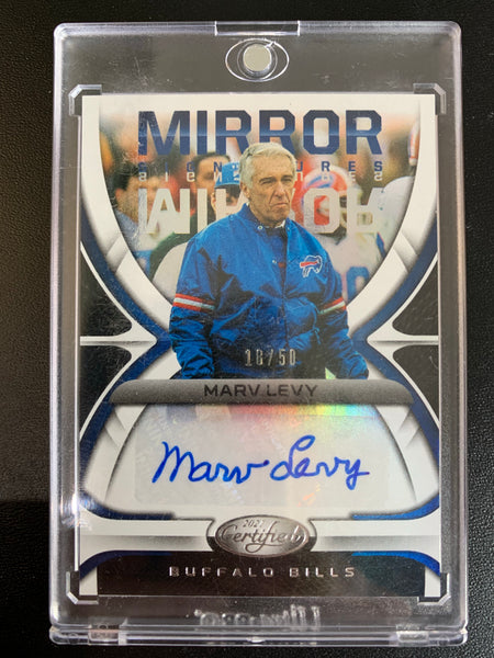 2021 PANINI CERTIFIED FOOTBALL #MS-ML BUFFALO BILLS - MARV LEVY MIRROR SIGNATURES NUMBERED 18/50