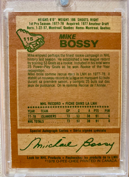1978-79 O-PEE-CHEE HOCKEY #115 NEW YORK ISLANDERS - MIKE BOSSY ROOKIE CARD RAW