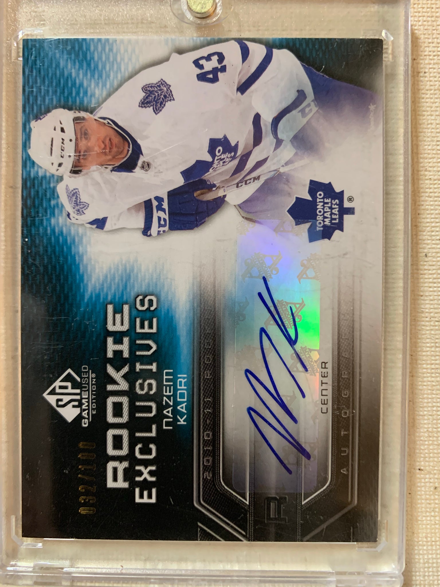 2010-11 SP GAME USED HOCKEY #RE-NK TORONTO MAPLE LEAFS - NAZEM KADRI ROOKIE EXCLUSIVES AUTOGRAPHED  ROOKIE CARD RAW