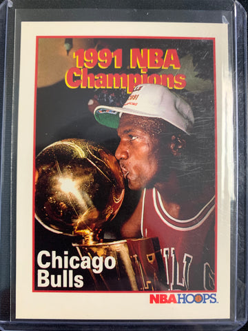 1991-92 NBA HOOPS BASKETBALL #543 CHICAGO BULLS - MICHAEL JORDAN 1991 NBA CHAMPIONS
