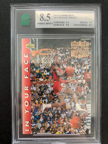1992-93 UPPER DECK BASKETBALL #453 - MICHAEL JORDAN GRADED MNT 8.5 NMNT-MINT+
