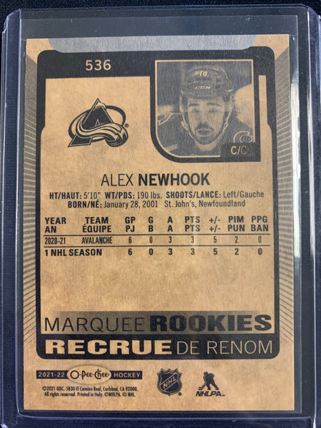 2021-22 UD O-PEE-CHEE HOCKEY -  COLORADO AVALANCHE - ALEX NEWHOOK ROOKIE LOT OF 3 CARDS