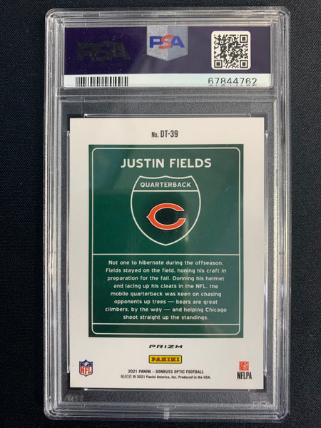 2021 DONRUSS OPTIC FOOTBALL #DT39 CHICAGO BEARS - JUSTIN FIELDS OPTIC DOWNTOWN SSP ROOKIE GRADED PSA 10 GEM MINT