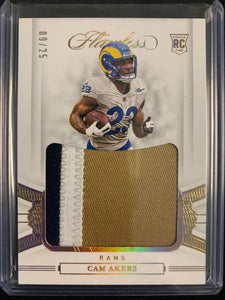 2020 PANINI FLAWLESS NFL FOOTBALL #RP1 LOS ANGELES RAMS - CAM AKERS FLAWLESS ROOKIE PATCH NUMBERED 09/25