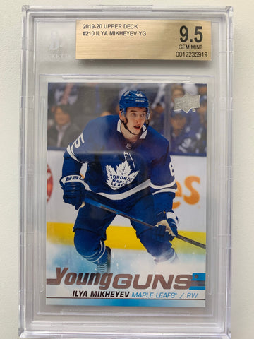 2019-20 UPPER DECK HOCKEY #210 TORONTO MAPLE LEAFS - ILYA MIKHEYEV YG ROOKIE CARD GRADED BGS 9.5 GEM MINT