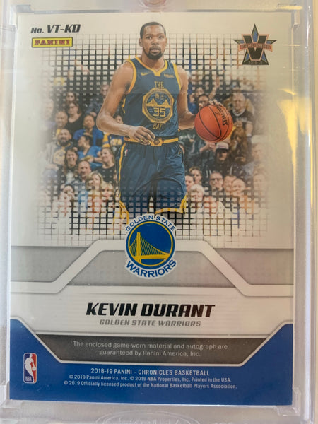 2018-19 PANINI CHRONICLES BASKETBALL #VT-KD GOLDEN STATE WARRIORS - KEVIN DURANT V-TEAM AUTO JERSEY # 07/10!