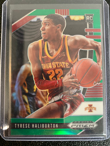 2020 PANINI PRIZM DRAFT PICKS BASKETBALL #10 SACRAMENTO KINGS - TYRESE HALIBURTON GREEN PRIZM ROOKIE CARD