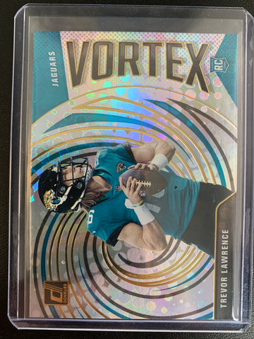 2021 PANINI DONRUSS FOOTBALL #VTX-TRL JACKSONVILLE JAGUARS - TREVOR LAWRENCE VORTEX ROOKIE CARD