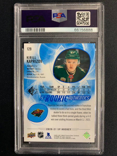2020 UPPER DECK SP HOCKEY #129 - MINNESOTA WILD - KIRILL KAPRIZOV ROOKIE AUTHENTICS BLUE GRADED PSA 9 MINT