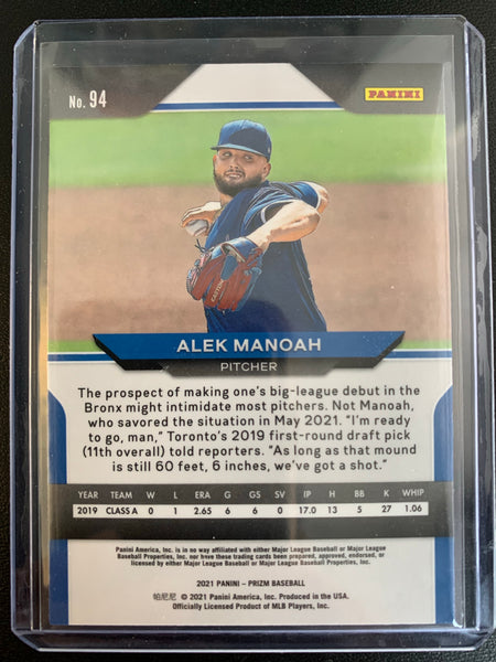 2021 PANINI PRIZM BASEBALL #94 TORONTO BLUE JAYS - ALEK MANOAH BASE ROOKIE CARD