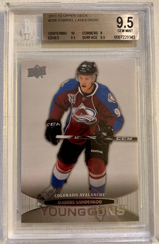 2011-12 UPPER DECK HOCKEY #208 COLORADO AVALANCHE - GABRIEL LANDESKOG ROOKIE CARD GRADED BGS 9.5 GEM MINT