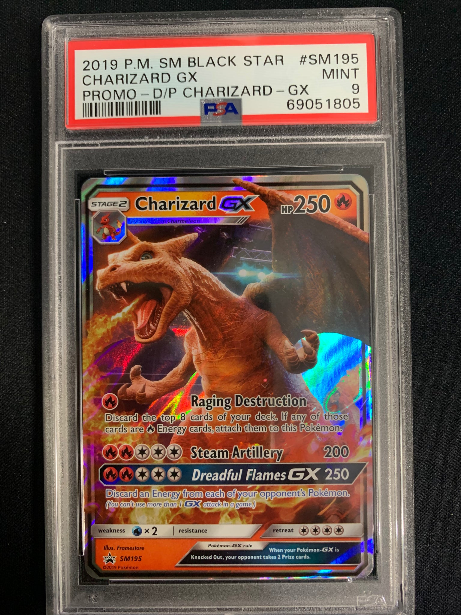 2019 POKEMON SUN & MOON CHARIZARD GX BLACK STAR PROMO #SM195 - GRADED PSA 9 MINT