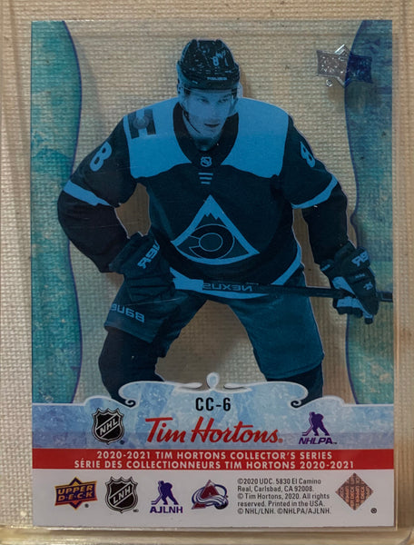 2020-21 TIM HORTONS HOCKEY #CC-6 COLORADO AVALANCHE - CLEAR CUT PHENOMS CALE MAKAR CARD RAW