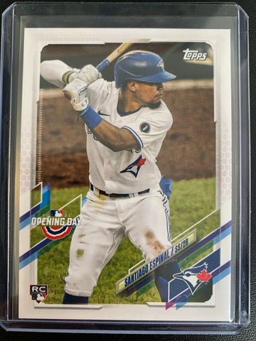 2021 TOPPS OPENING DAY BASEBALL #57 TORONTO BLUE JAYS - SANTIAGO ESPINAL ROOKIE CARD