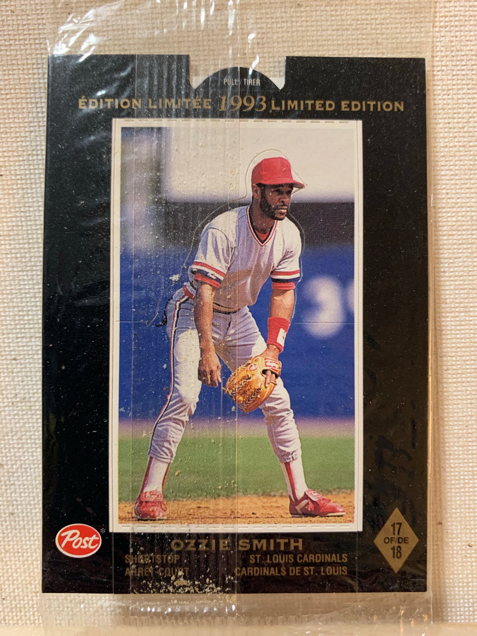 1993-94 BASEBALL #17 OF 18 - OZZIE SMITH 1993 POST CEREAL LIMITED EDITION CARD RAW