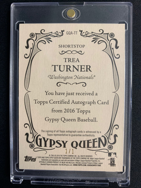 2016 TOPPS GYPSY QUEEN BASEBALL #GQA-TT WASHINGTON NATIONALS - TREA TURNER GYPSY QUEEN ROOKIE AUTO NUMBERED 1/1