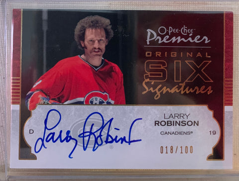 2007-08 O-PEE-CHEE PREMIER HOCKEY #06-LR MONTREAL CANADIENS - LARRY ROBINSON ORIGINAL SIX AUTO CARD RAW
