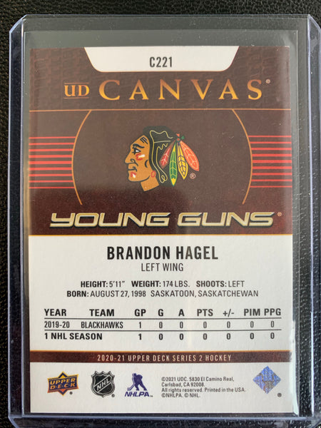 2020-21 UPPER DECK HOCKEY #C221 CHICAGO BLACKHAWKS -BRANDON HAGEL YOUNG GUNS CANVAS ROOKIE CARD