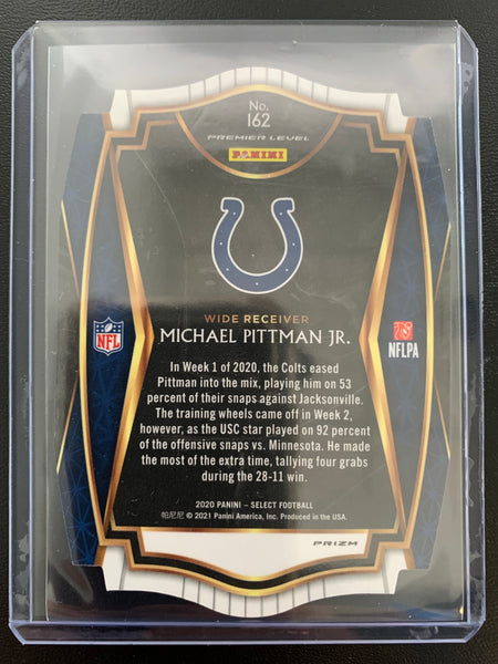 2020 PANINI SELECT FOOTBALL #162 INDIANAPOLIS COLTS - MICHAEL PITTMAN JR PREMIER LEVEL DIE CUT ROOKIE CARD