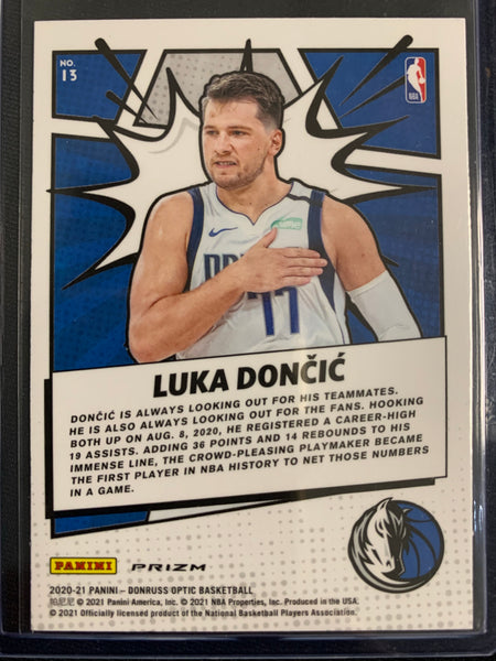 2020-21 PANINI DONRUSS OPTIC NBA BASKETBALL #13 DALLAS MAVERICKS - LUKA DONCIC "MY HOUSE" SILVER PARALLEL